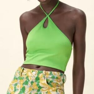 Zara Bright Green Ribbed Top